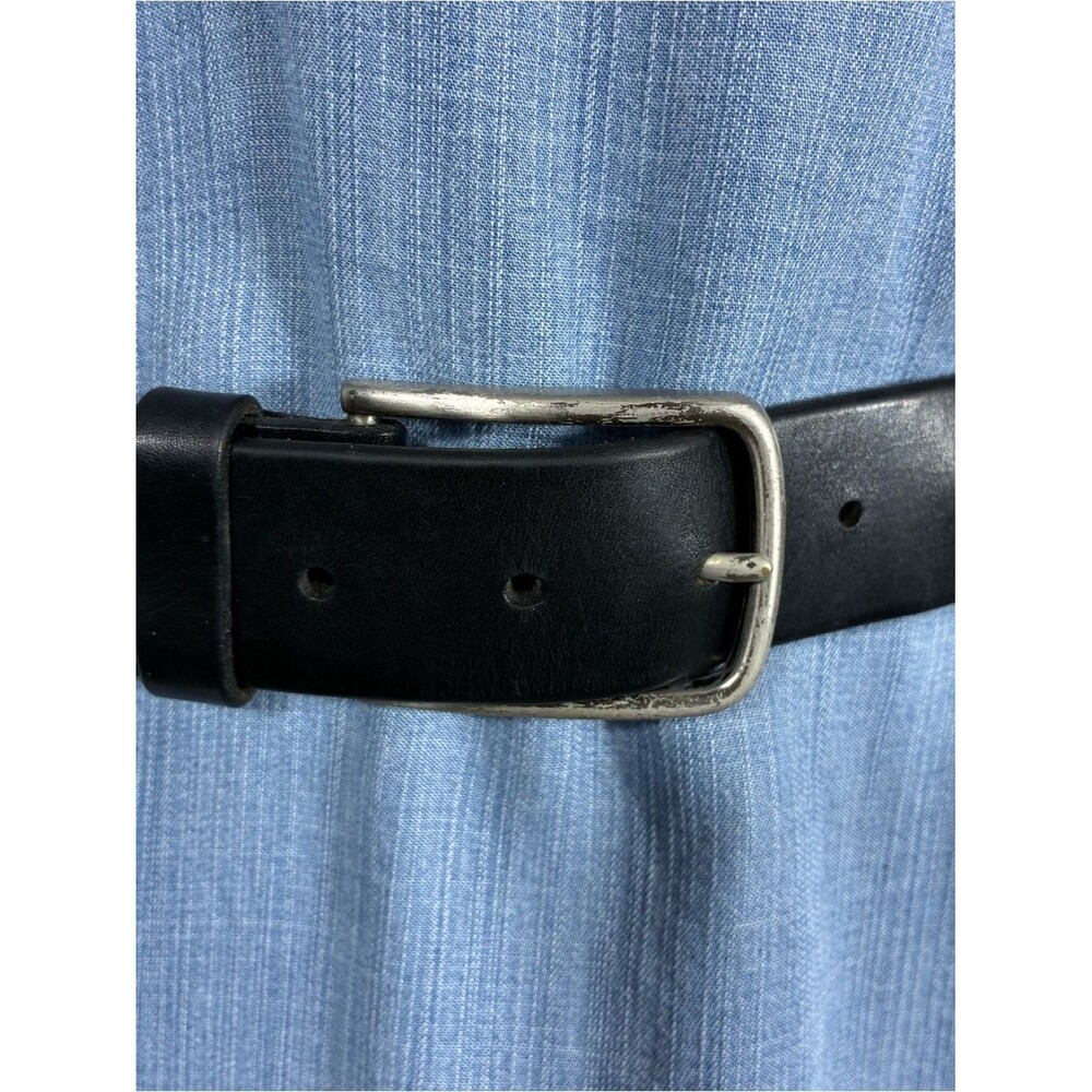 Dockers black leather belt Sz 40 unisex genuine leather buckle with logo